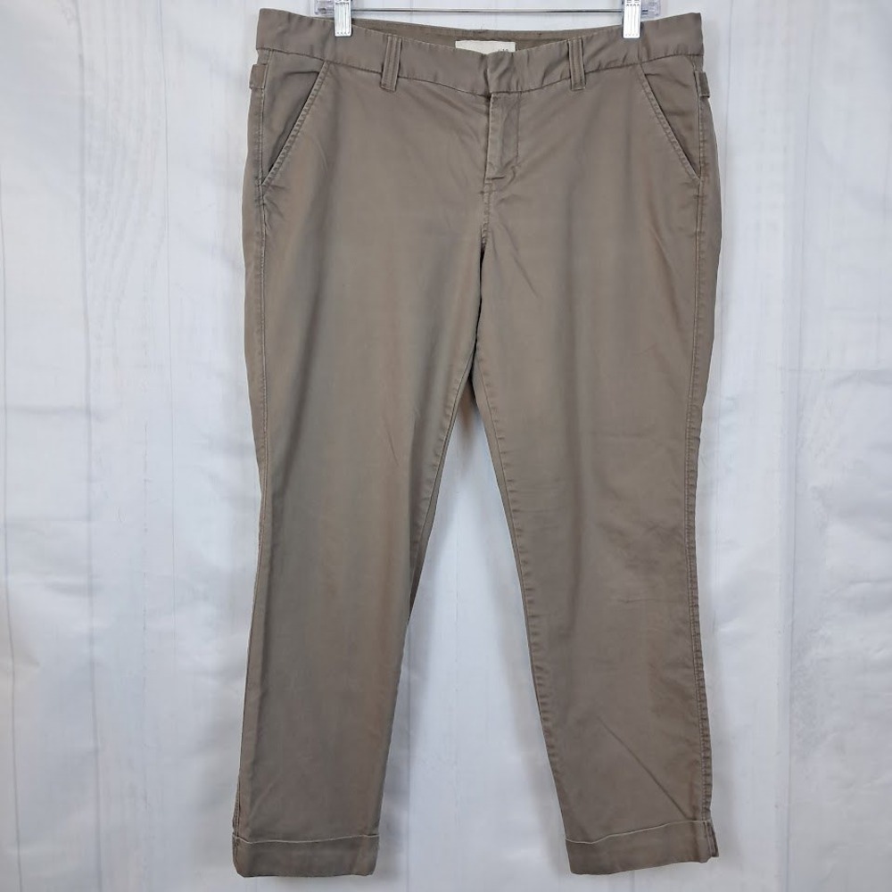 OLD NAVY Women's 12‎ Gray Chino Ankle Pants Roll Cuff Adjustable Waist Buckles